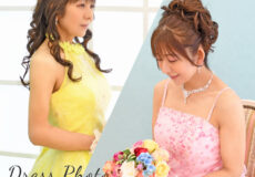 大人ドレスフォト2着 ﾋﾟﾝｸ＆ｲｴﾛｰ