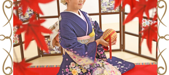 青地に桜模様の正統派な振袖✿♡*