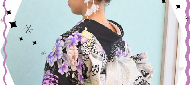 紫の花が浮かび上がる幻想的な振袖✿ 紫の花が浮かび上がる幻想的な振袖✿